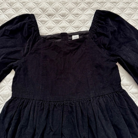NWT GAP Kids Long Puff-Sleeve Corduroy Cotton Square Neck Dress Black Size 10 - Picture 2 of 14